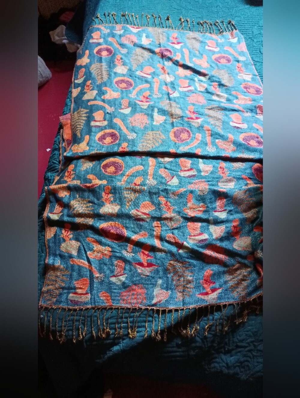 Mushroom Forest Long Reversible Scarf